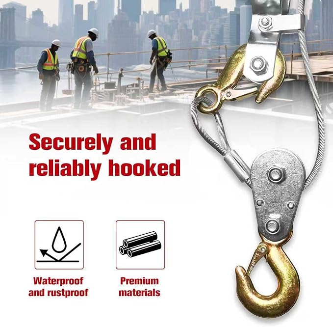 Come Along Winch, 5-Ton (10,000 Lbs) Pulling Capacity, 10Ft, 3 Hook, Heavy Duty Power Cable Come Along Tool with Dual Gears, Hand Winch Cable, Automotive Hoist Winch Puller, Recovery Gear