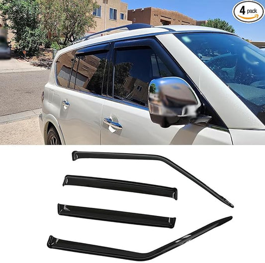 NI60 Tape on Sunproof Waterproof Side Window Wind Deflector Window Visor fit for 2017-2023 Nissan Armada, 4pcs Outside Mount Replacements Rain Guards Set