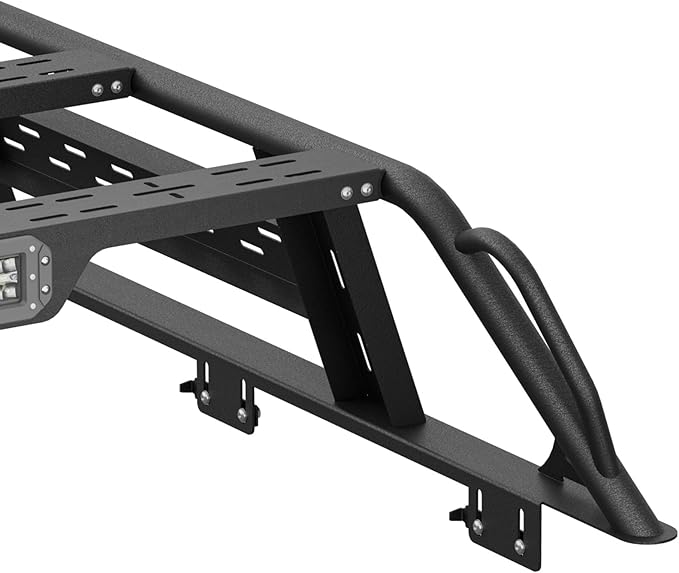 13.8" High Overland Bed Racks Truck Cargo Carrier Compatible with 2007-2013 Toyota Tundra with 2 LED Lights and Bed Rails, Full-Size Truck Rear Ladder Rack Back Cross Bars