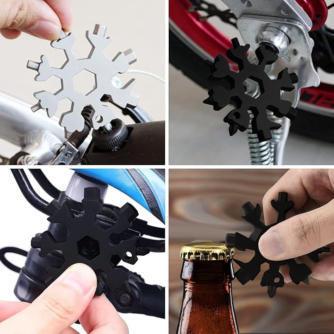 Stocking Stuffers Gifts for Men 18-in-1 Snowflake Multi Tool, Mens Gifts for Christmas Anniversary Birthday Gifts for Men Dad Him Husband, White Elephant Gifts for Adults Dad Who Wants Nothing