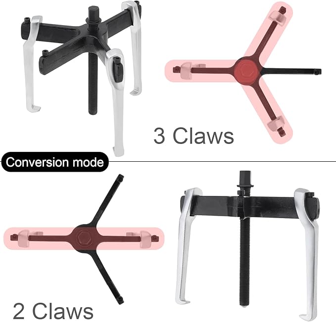 ChgImposs 8" 2 Jaw 3 Jaw Gear Puller, Adjustable Bearing Puller, Reversible Removal Tool for Internal External Pulling, Puller Tool for Removal of Pulleys Flywheels Bearings Gears
