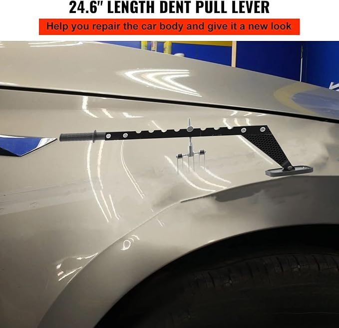 Car Dent Bar Puller Pull Lever Pulling Kit Removal Hammer Repair Auto Body Tool (Black)