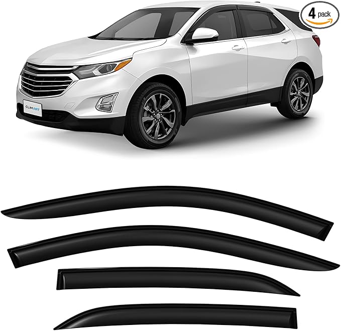 CLIM ART Incredibly Durable Rain Guards for Chevrolet (Chevy) Equinox 2018-2024, Original Tape-on Window Deflectors, Vent Deflector,Window Visors, Car Accessories, 4pcs. - 418081
