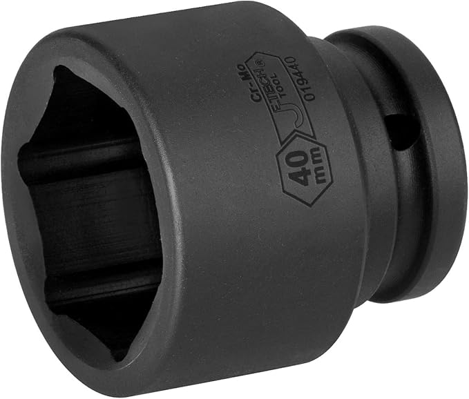 Jetech 3/4 Inch Drive 40mm Standard Impact Socket, Made with Chrome Molybdenum Alloy Steel, Heat Treated, 6-Point Design, Metric