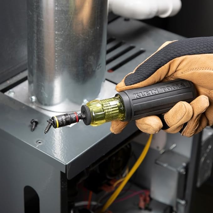 Klein Tools 32931 3-in-1 SAE Impact Socket Set, 1 Flip Socket with 1/4 and 5/16 Nut Driver Sizes and 1/4-Inch Bit Holder, Impact Rated 2-Inch Shaft