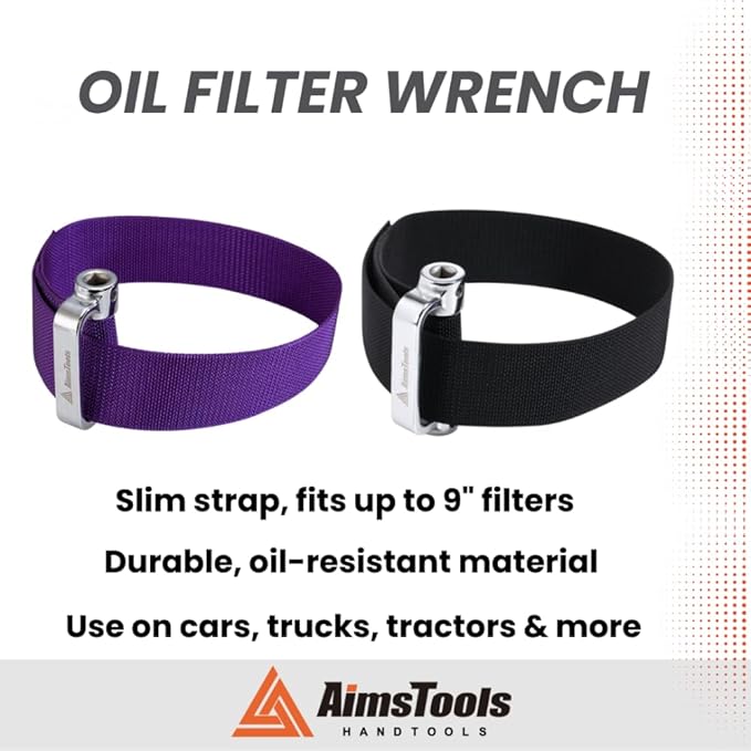 Large Nylon Heavy Duty Strap Oil Filter Wrench Up to 9"(229mm), Fits into Tight Areas, Universal Oil Filter Removal Tool No Slipping for Engine Filters, Conduit, Fittings
