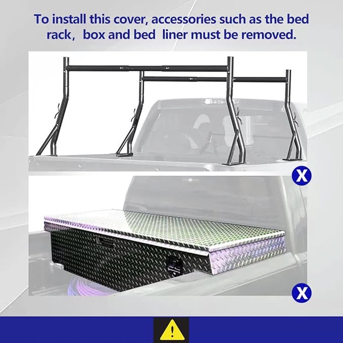 CAREONLINE New Black Hard Tri Fold Style Truck 6 Ft Bed Tonneau Cover W/LED Light Fits for 2016-2023 to-yo-ta Tacoma（OL-KR1015250321）