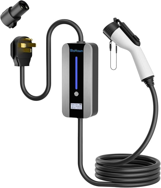 Level 2 EV Charger (240V, 40A) for Tesla and SAE-J1772 EVs, 26ft Charging Cable, NEMA 14-50 Plug, SAE-J1772 Adapter and J1772 to Tesla Adapter