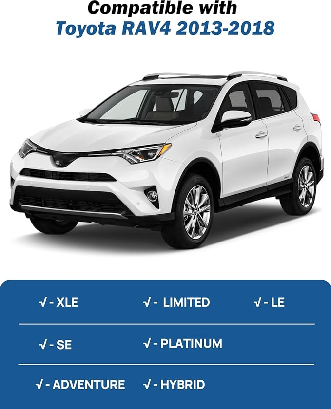 JOYTUTUS Roof Rack Cross Bars Compatible with Toyota RAV4 2013-2018 with Side Rails, Aluminum Anti-Rust Car Cross Bar for Rooftop Cargo Carrier Bag Kayak Bike Snowboard