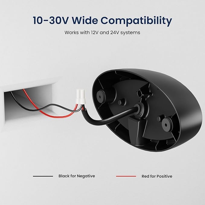 Safoner LED RV Porch Light Exterior Oval- 1400LM Bright White & Amber Switchable Lighting, IP67 Waterproof Aluminum Exterior Fixture- 12V Outdoor Light for Travel Trailer, Camper, Motorhome (Black)