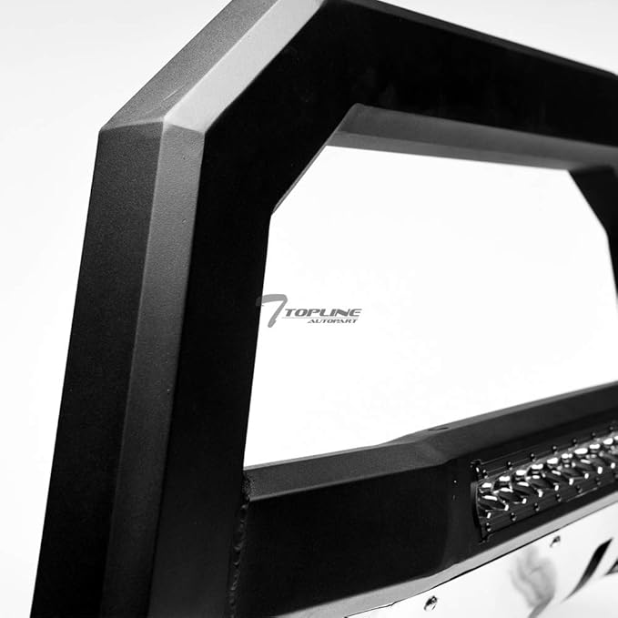 Matte Black AVT Style Aluminum LED Light Bull Bar Brush Push Front Bumper Grill Grille Guard with Stainless Skid Plate Compatible with 07-09 Jeep Wrangler JK