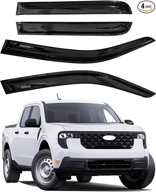 AUXKO Rain Guards for 2022-2025 Ford Maverick XL XLT Lariat, Window Vent Visors Accessory - Tape-On Rain Guard Window Visor, Easy Install Car Side Window Wind Deflectors & Visors Smoke for Ford Black
