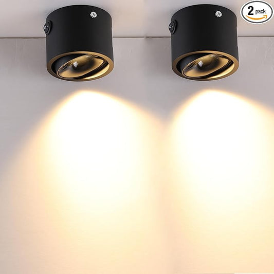 2-Pack RV LED Spot & Reading Light - Matt Black 12V Wall Fixture, 3000K Warm White Interior Light for Motorhome Camper Bedroom