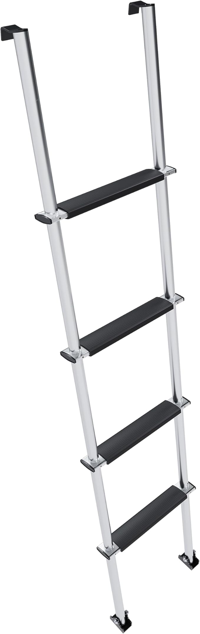 KUAFU 60'' Bunk Bed Ladder with RV W/Hook and Rubber Foot Pads Aluminum RV Camper Bunk Ladder with Non-Skid Steps for Safe Climbing 450LBS