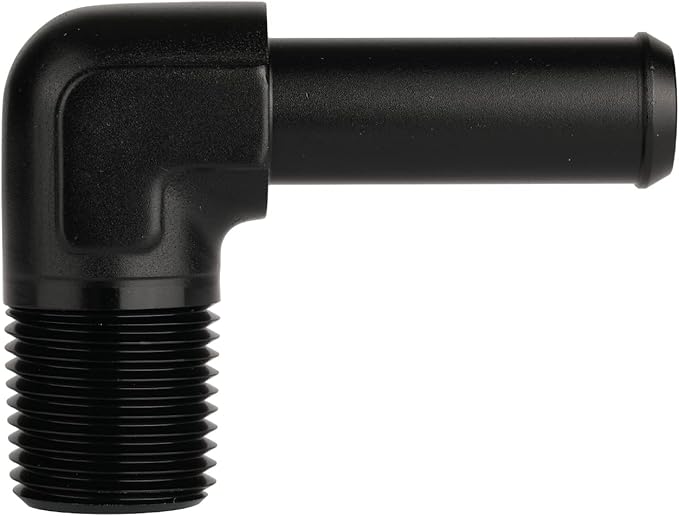 1/2 NPT Male to 5/8" Hose Barb Fitting Adapter 90 Degree Elbow Aluminum Black