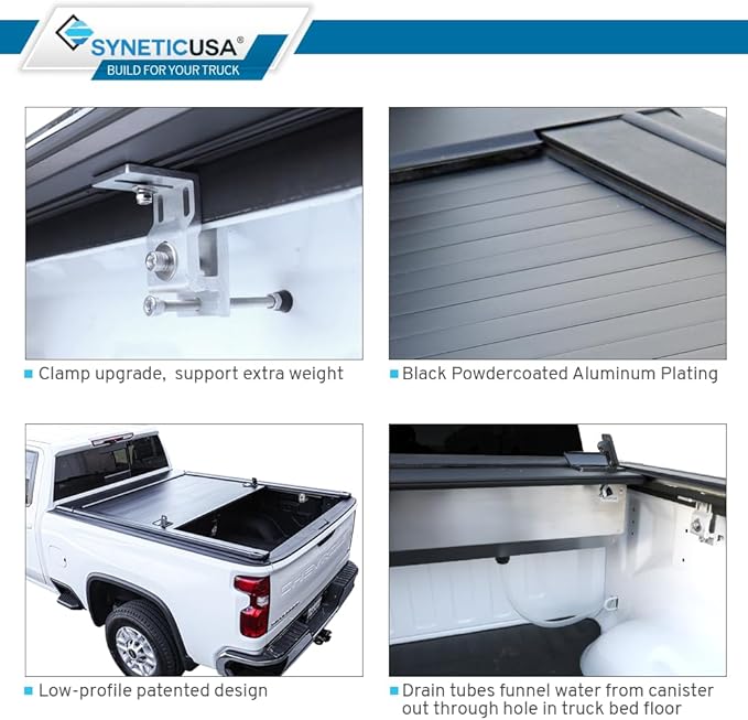 Syneticusa MR Hard Retractable Tonneau Cover Fits 2002-2026 Dodge Ram 1500 2500 3500 8' (96.3") Truck Bed Waterproof Accessories
