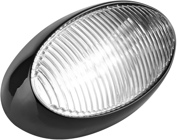 Lumitronics RV 12V LED Oval Porch Utility Light, Clear & Amber Lenses for Motorhomes, Campers, Trailers, 5th Wheels (Black)