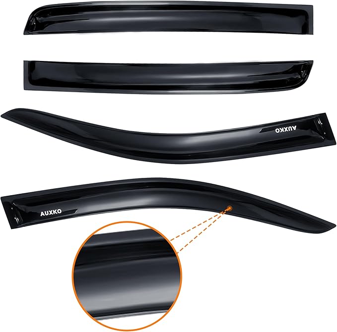AUXKO Rain Guards for Ford Ranger 2024 2025 XL XLT Lariat Raptor, Window Vent Visor Accessory - Tape-On Rain Guard Window Visors for Ford Ranger, Truck Side Window Wind Deflectors & Visors Smoke Black