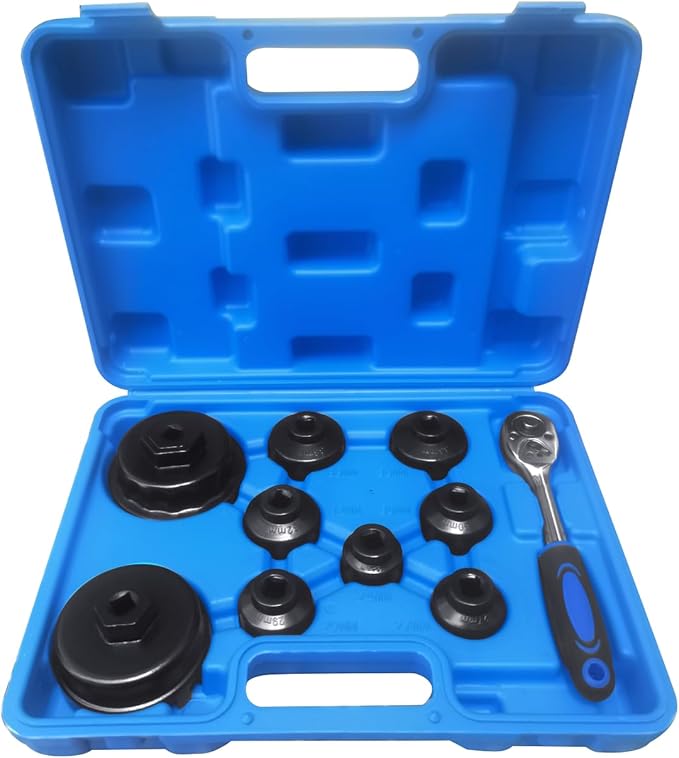 10PCS Oil Filter Wrench Set for Toyota,BMW, Mercedes, VW, Oil Filter Socket Set Includes 24mm,27mm,29mm,30mm,32mm,36mm,38mm, 64mm. Oil Filter Removal Tool for Oil Change