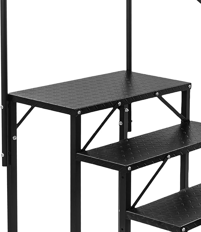 6-Step RV Steps with Handrail, Heavy Duty Carbon Steel Freestanding Outdoor Stairs for RV Camper Mobile Home Pool Hot Tub, Portable Staircase (6 Steps)