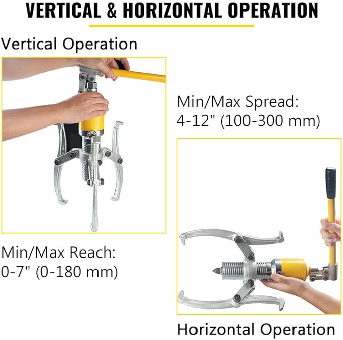 VEVOR Hydraulic Gear Puller, 15 Ton Max. Capacity Hydraulic Puller, 2 or 3 Jaws Bearing Hub Separator, 3.9"- 11.8" Hydraulic Puller Separator Tool for Pulling Hubs, Flanges, Gears, Bearings