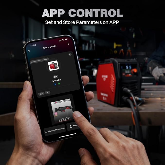 ARCCAPTAIN iControl CUT55 Pro Plasma Cutter, [APP Control] 55 Amp Non-Touch Pilot Arc 120V/240V Plasma Cutter Machine, Large LED Display and 2T/4T, 3/4 inch Maximum Cut, DC Inverter IGBT