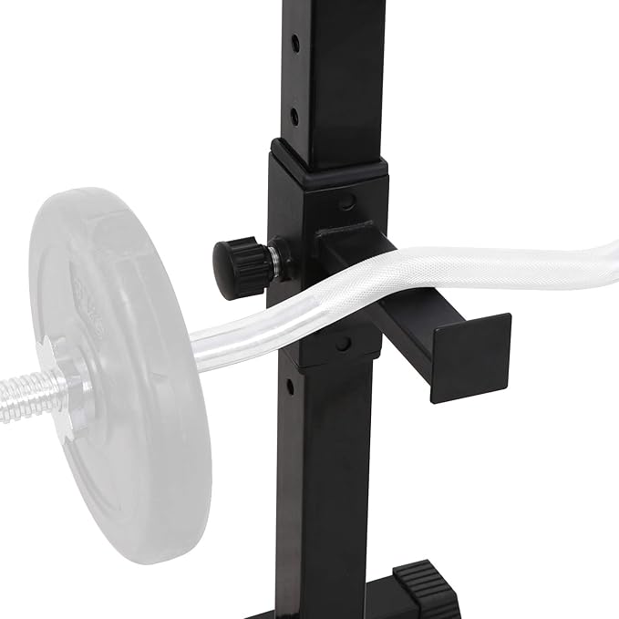 JupiterForce Adjustable Squat Rack Stands Pair of Sturdy Steel Bench Press Rack, Barbell Rack, 40''-66'' 550lbs Max Load Portable Weight Lifting Dumbbell Racks Stands for Home Gym, Black
