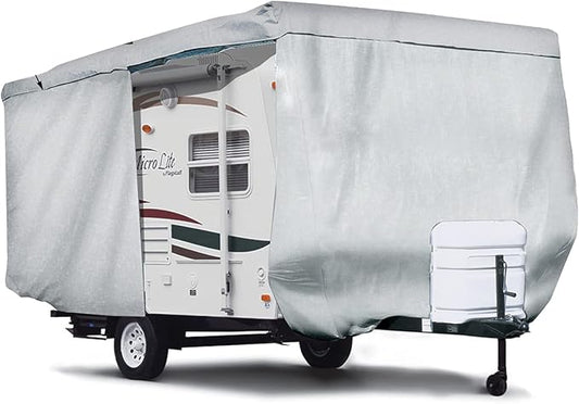 SavvyCraft ShieldAll Ultimate Travel Trailer Camper Cover, Heavy Duty RV Trailer Cover w/Access Panels fits 16 feet to 17 feet