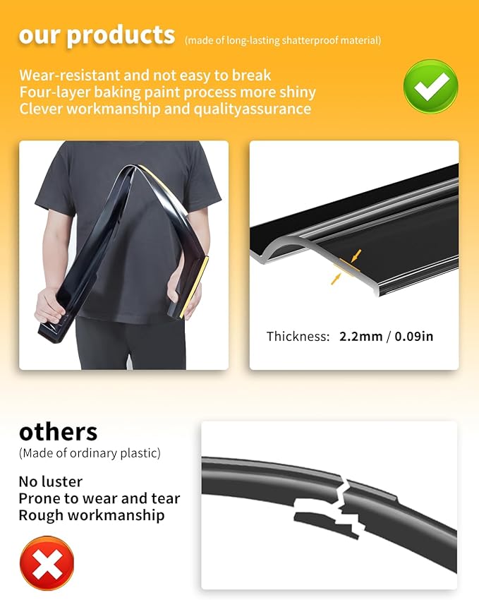 in-Channel Window Rain Guards Fit for 2014-2018 Chevy Chevrolet Silverado/GMC Sierra Crew Cab Truck Extra Durable Window Visors Window Deflectors Vent Visors Vent Shades Car Accessories-4 pcs