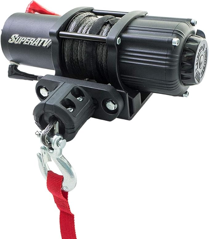 SuperATV 3500 lb Black Ops Winch with Heavy Duty Winch Mounting Plate for 2019-2023 Polaris RZR XP 1000 / XP 4 1000 | Complete Kit Ready for Install | 3/16" Steel Plating | UV-Resistant
