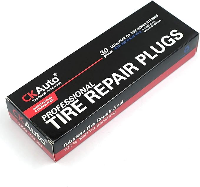 CKAuto 30pcs 8" Black Tire Repair Strings, Automotive Tool Tire Repair Plugs for Tubeless Off-Road Tires Car, Bike, ATV, UTV, Wheelbarrow, Mower