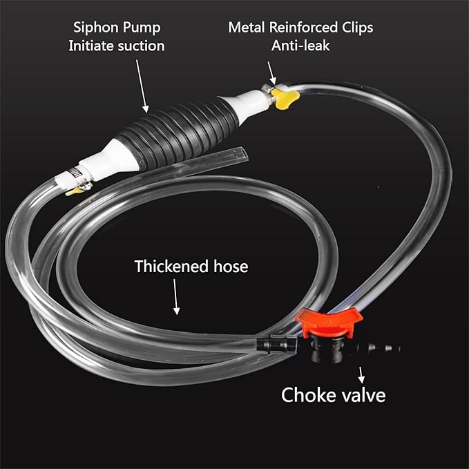 Manual oil pump, new multifunctional suction pump with durable PVC pipe of 6.5 feet. The oil fuel transfer pump,gas siphon pump for gasoline, and fish tank water exchange siphon hose