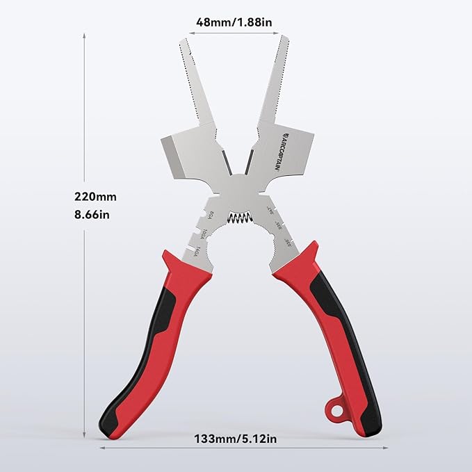 ARCCAPTAIN Measurable 8" Weliding Pliers with Rentention Chain, All-In-One MIG Pliers with Anti-Rust and High-Carbon Steel, Great for Professional Welding
