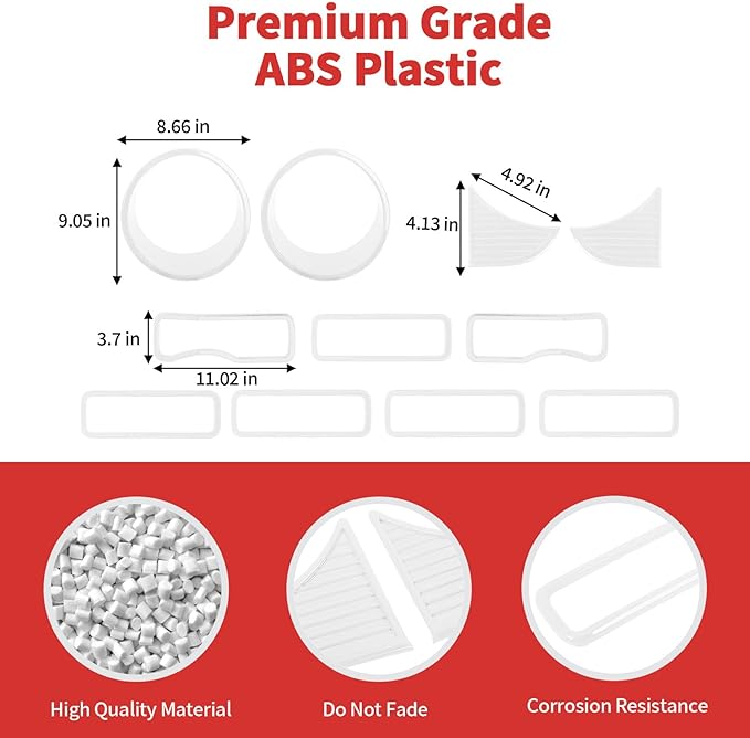 Front Grille Grill Insert+Headlight Turn Light Cover Trim Compatible with 2024-2025+ Jeep Wrangler JL JLU & Gladiator JT Exterior Accessories,Not Fit for JL Sport & Sports(White)