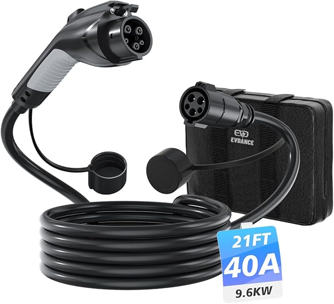 EV Charger Extension Cable, J1772 Extension Cable 40A 21FT Charging Cord for Electric Vehicle 110V-240V Compatible for All SAE J1772 Chargers (40A - 21FT)