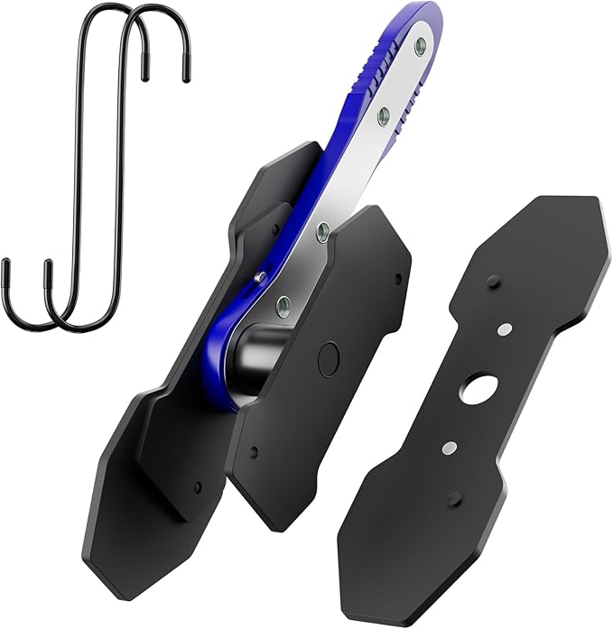 Brake Caliper Compression Tool, Caliper Piston Compressor Tool with Additional 2 pcs Large Steel Plate and 2 Hooks, 360°Adjustable Brake Caliper Tool for Single Twin Quad Piston Calipers (Blue)