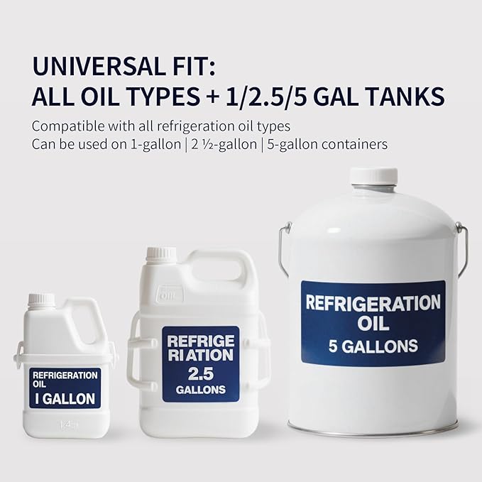 WATNOVA Refrigeration Oil Charging Pump, 200PSI Non-Stop Operation, 2.6oz/Stroke, Universal for All Oil Types w/ 1.5M Hose & Backflow Prevention (1/2.5/5 Gal Tanks)