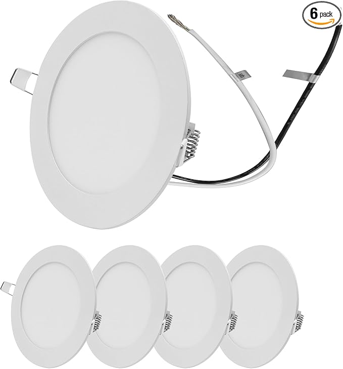 Facon 5Inch 12V LED Puck Light RV Interior Light, Aluminum Slim Recessed Mount Panel Light, 12Volts RV Light Fixture for Van Camper Trailer Motorhome Boat (5Packs, 5 Inch 4000K)