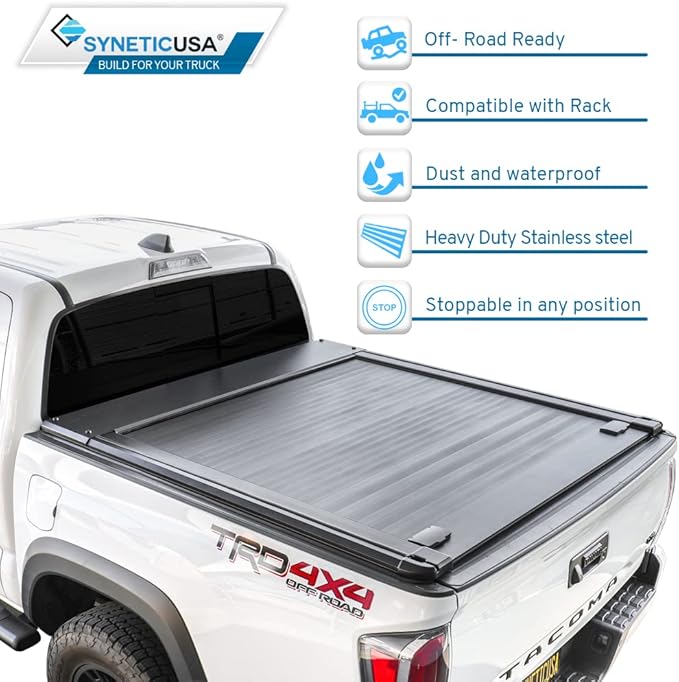 Syneticusa MR Retractable Hard Tonneau Cover Fits 2016-2026 Toyota Tacoma 6ft Truck Bed Waterproof Accessories