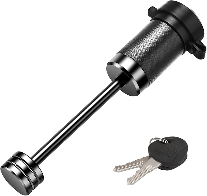 Trailer Coupler Lock 1/4" Dia, Trailer Tongue Lock with 3-1/2 Inch Span Fits Latch-Type Coupler, Solid Coupler Lock with Keys for Towing Boat Truck RV Car Trailer (1Pack)