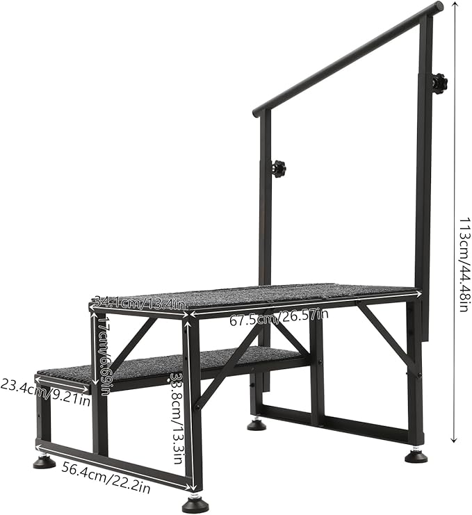 RV Steps with Handrails, 2 Steps Mobile Home Stairs Steps Outdoor W/Non-Slip Mats, Portable Stairs for Travel Trailer Motor Home, Camper