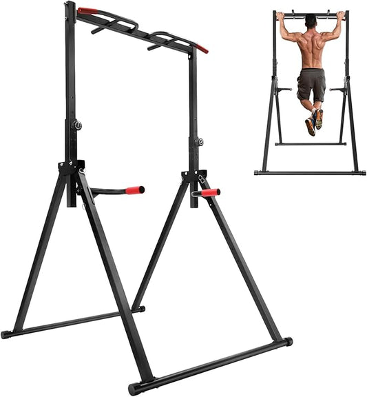 Pull Up Station, Triangular Power Tower Pull Up Bar for Home Gym Equipment Dip Station Adjustable Height Strength Training Fitness Equipment for Pull-Ups, Dips, Push-Ups & More