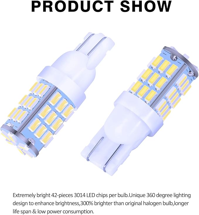 T10 921 194 168 175 LED Bulbs Cool White 20-Packs, Super Bright 3014 42-SMD Replacement 12 Volt RV Camper Trailer Boat Trunk Interior Dome Map License Lights, Backup Reverse Lights