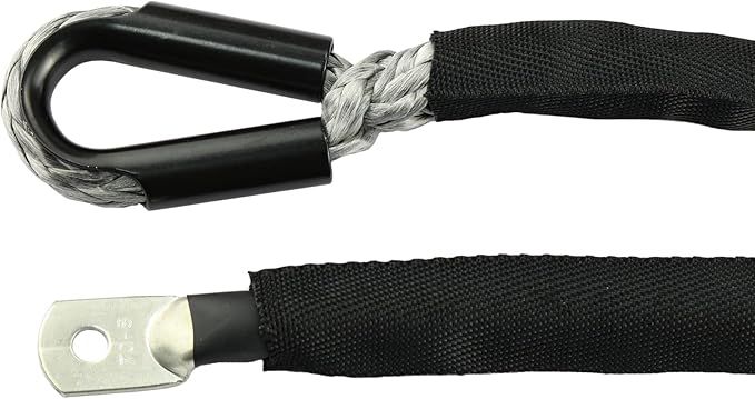 Ucreative 3/8" x 92' Synthetic Winch Rope 26500LBs Line Cable with Sheath for Off Road Vehicle SUV (Gray)