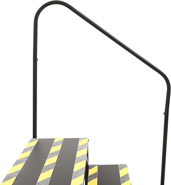 4 Step RV Stairs, Hot Tub Steps, Outdoor Spa Step Ladder with Handrail, Portable Wheel Stair W/Reflective Strips for Travel Trailer, Motor Home, Camper and Porch