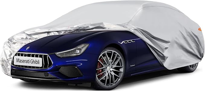 Waterproof Car Cover for Maserati Ghibli (2013-2024), 5 Layers Compatible with Maserati Ghibli All Weather, Snowproof Windproof Rain Ice Sun UV Protection
