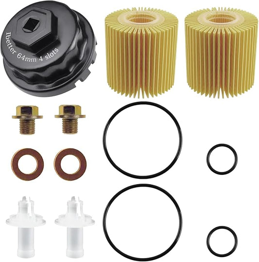 Oil Change Tool Kit, 04152-YZZA1 Oil Filter tool, Oil Filter Wrench, Drain Plug, Gasket for Select Toyota, Tacoma, Camry, Tundra, RAV4, Highlander, Lexus ES/RX/Sienna