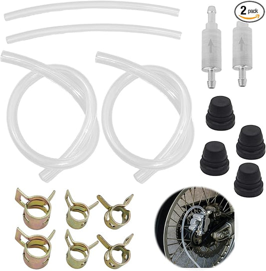 2 Pack Brake Bleeder Hose, One Way Check Valve Tube, Aluminum Body, Flexible Clear Tube, Bleeding Tool Kit Universal for Motorcycle Car