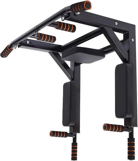 Wall Mounted Pull Up Bars, Supports to 440 Lbs, Multifunctional Dip Station, Strength Training Pull-Up Bars for House, Office, Gym