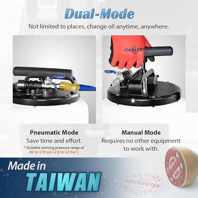 FIRSTINFO A1106USY3 Patented 15L / 3.9 Gallon Taiwan Pneumatic/Manual Oil Vacuum Extractor | Oil Change Pump | 47 Inch Tube